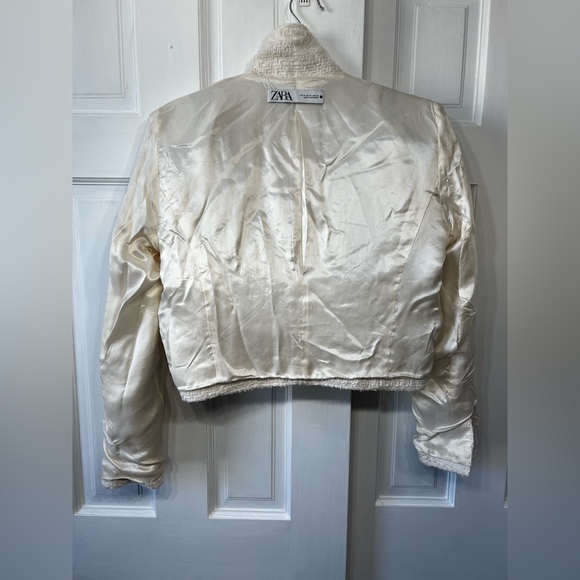 Zara Womens White Bone Gold Buttons Cardigan Sweater Size M - Picture 8 of 12